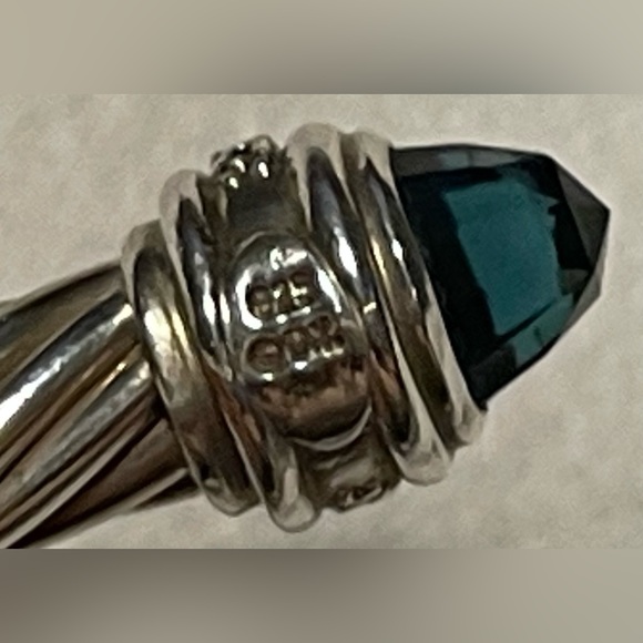 Cable Classic Bracelet in Sterling Silver with deep Blue and Pave Diamonds - Picture 8 of 12